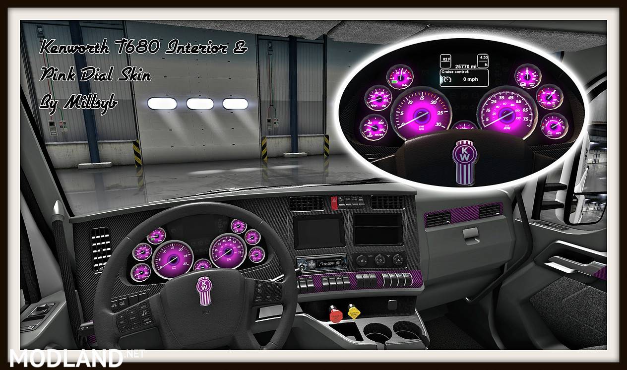 Kenworth T680 Interior & Pink Dial Skin mod for American ...